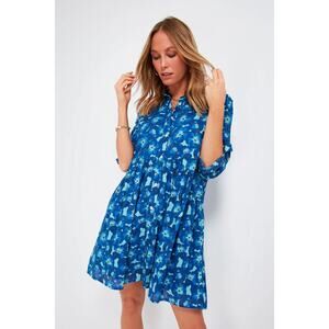Ro's Garden Tuckernuck Jacinta Deauville Floral Mini Shirt Dress Blue XS NWT